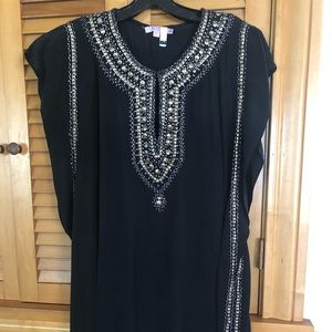 Calypso St. Barth Silk Black Tunic Gold Sequins